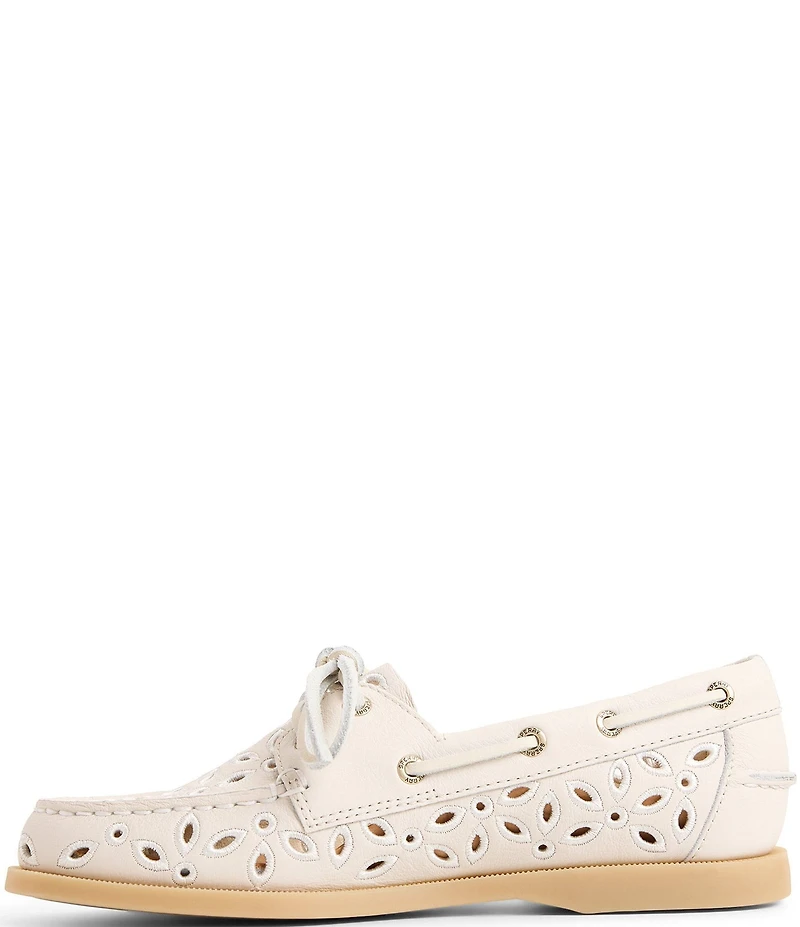 Sperry Women's Authentic Original Leather Embroidered Perforated Boat Shoes