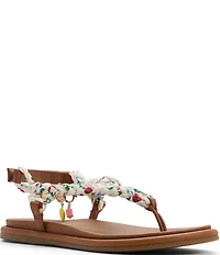 Sperry Women's Isla Braided Floral Charm Ornamented T-Bar Flat Sandals