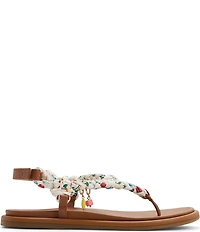 Sperry Women's Isla Braided Floral Charm Ornamented T-Bar Flat Sandals