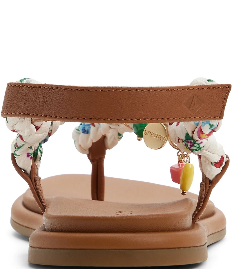 Sperry Women's Isla Braided Floral Charm Ornamented T-Bar Flat Sandals