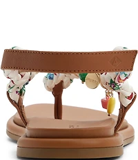 Sperry Women's Isla Braided Floral Charm Ornamented T-Bar Flat Sandals