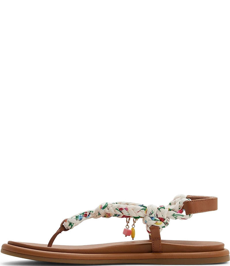 Sperry Women's Isla Braided Floral Charm Ornamented T-Bar Flat Sandals