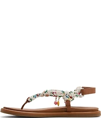 Sperry Women's Isla Braided Floral Charm Ornamented T-Bar Flat Sandals