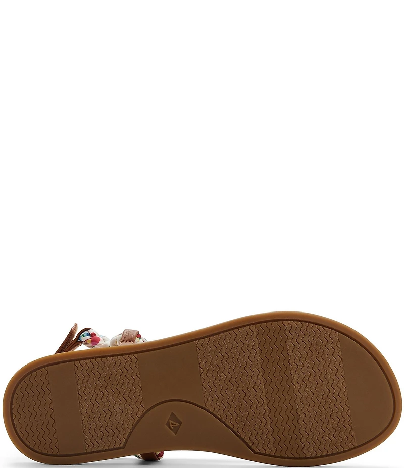 Sperry Women's Isla Braided Floral Charm Ornamented T-Bar Flat Sandals