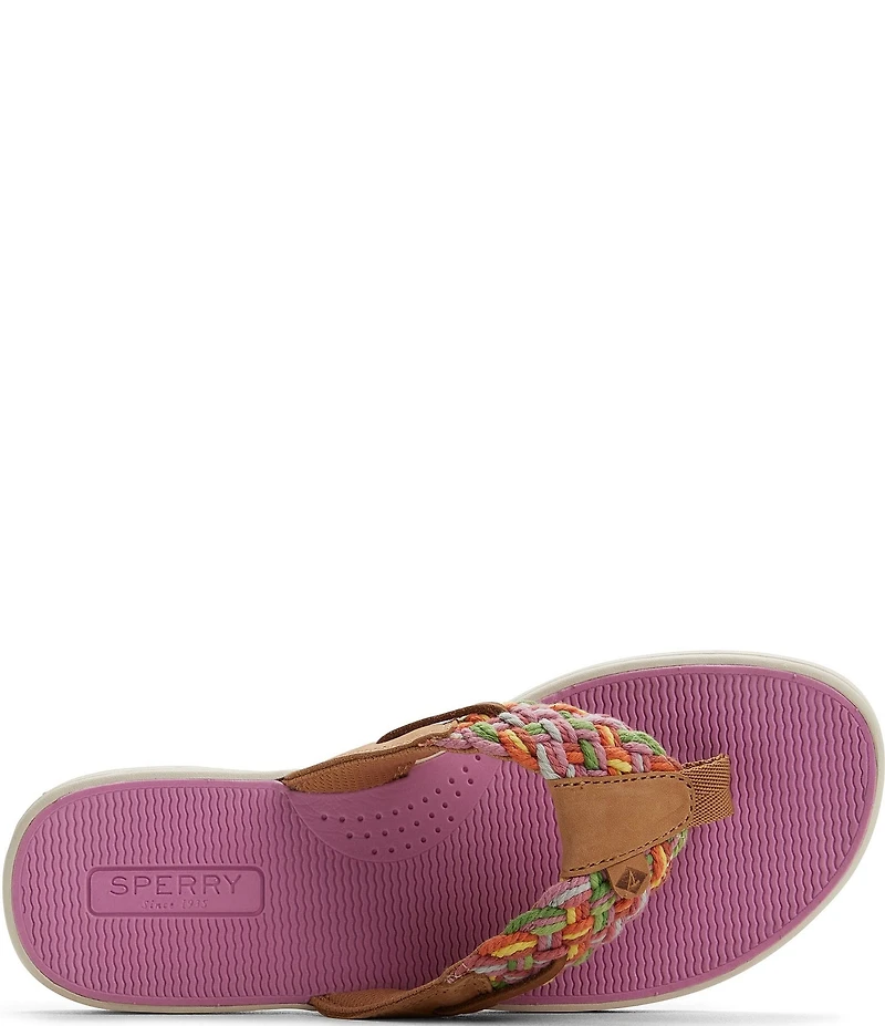 Sperry Women's Parrotfish Rainbow Braided Cotton Flip Flops