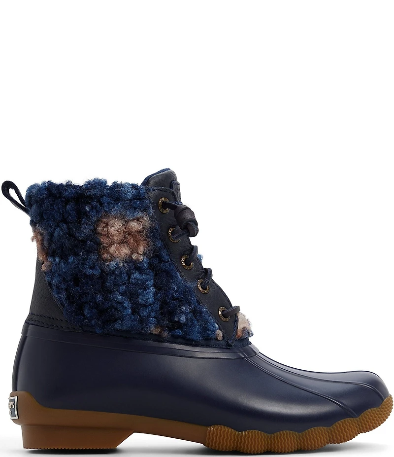 Sperry Women's Saltwater Plaid Lace Up Duck Rain Booties
