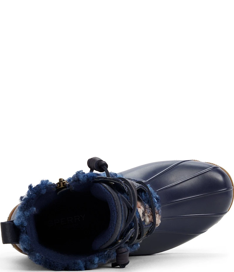 Sperry Women's Saltwater Plaid Lace Up Duck Rain Booties