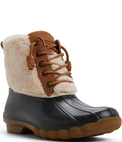 Sperry Women's Saltwater Shearling Lace Up Duck Rain Booties