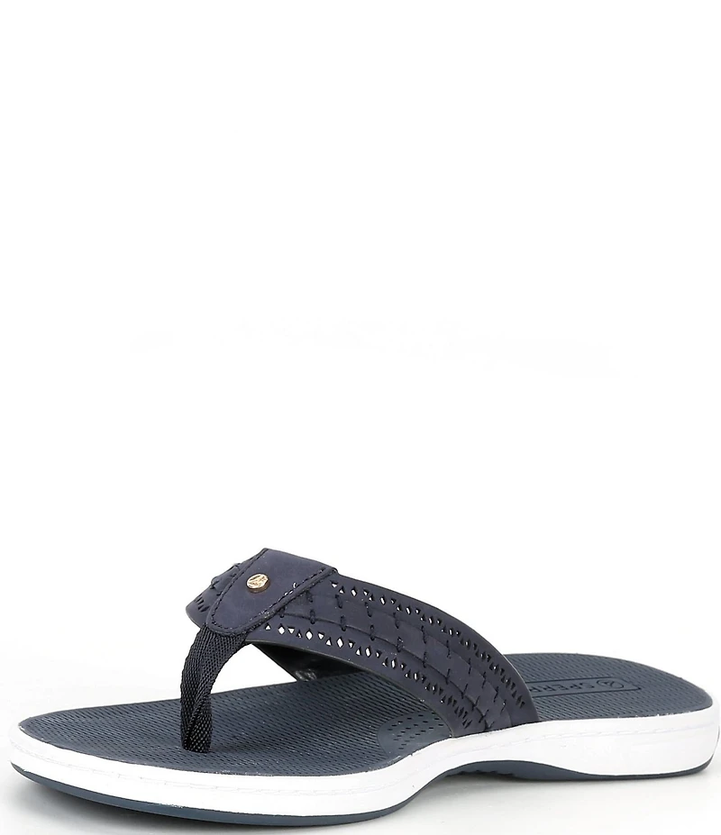 Sperry Women's Seafish 3 Perforated Leather Flip Flops