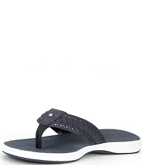 Sperry Women's Seafish 3 Perforated Leather Flip Flops