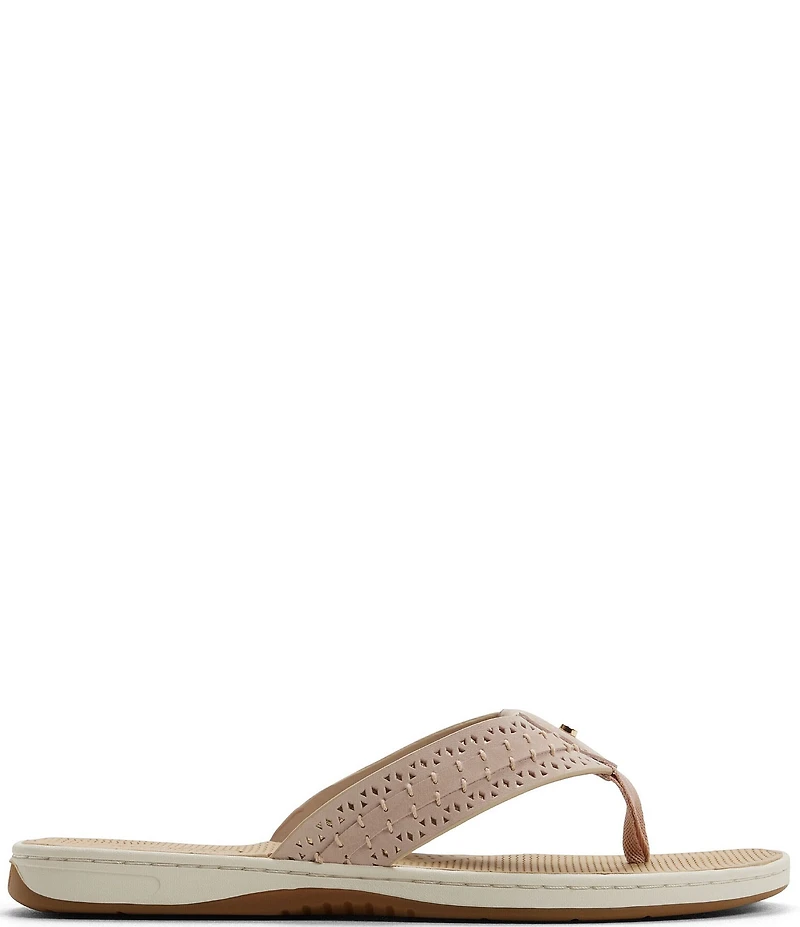 Sperry Women's Seafish 3 Perforated Leather Flip Flops