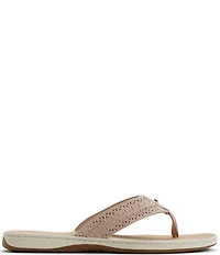 Sperry Women's Seafish 3 Perforated Leather Flip Flops