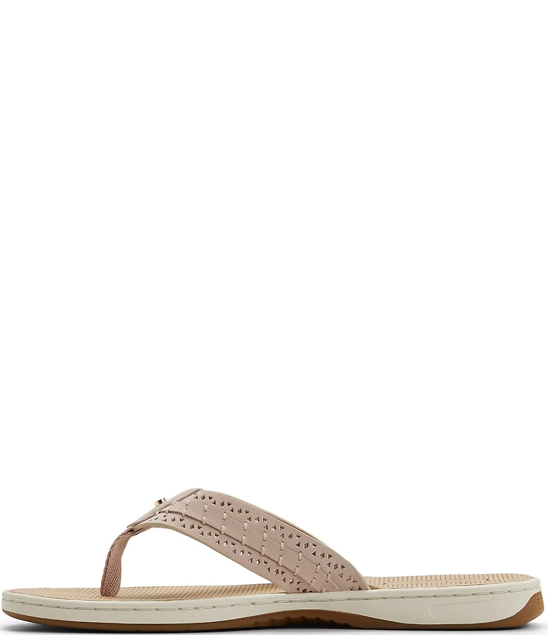 Sperry Women's Seafish 3 Perforated Leather Flip Flops