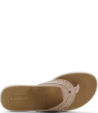 Sperry Women's Seafish 3 Perforated Leather Flip Flops