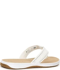 Sperry Women's Seafish 3 Perforated Leather Flip Flops