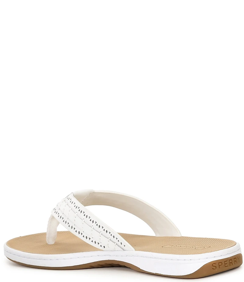 Sperry Women's Seafish 3 Perforated Leather Flip Flops