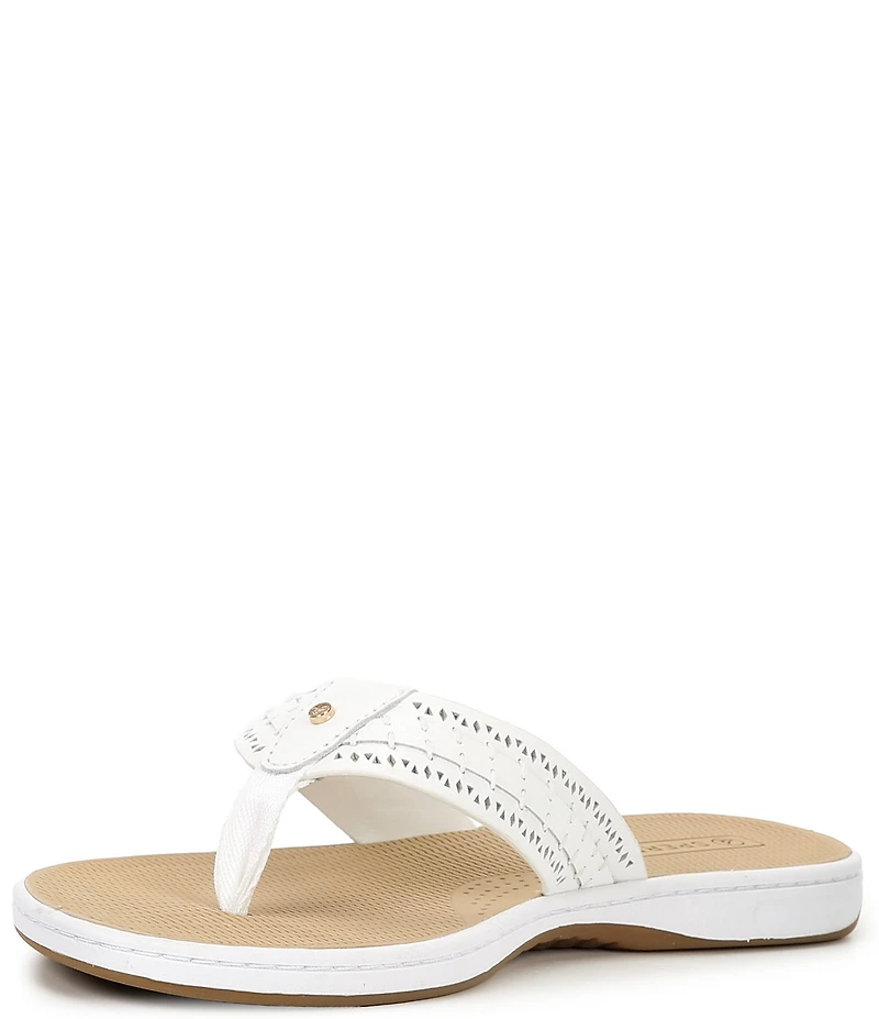 Sperry Women's Seafish 3 Perforated Leather Flip Flops