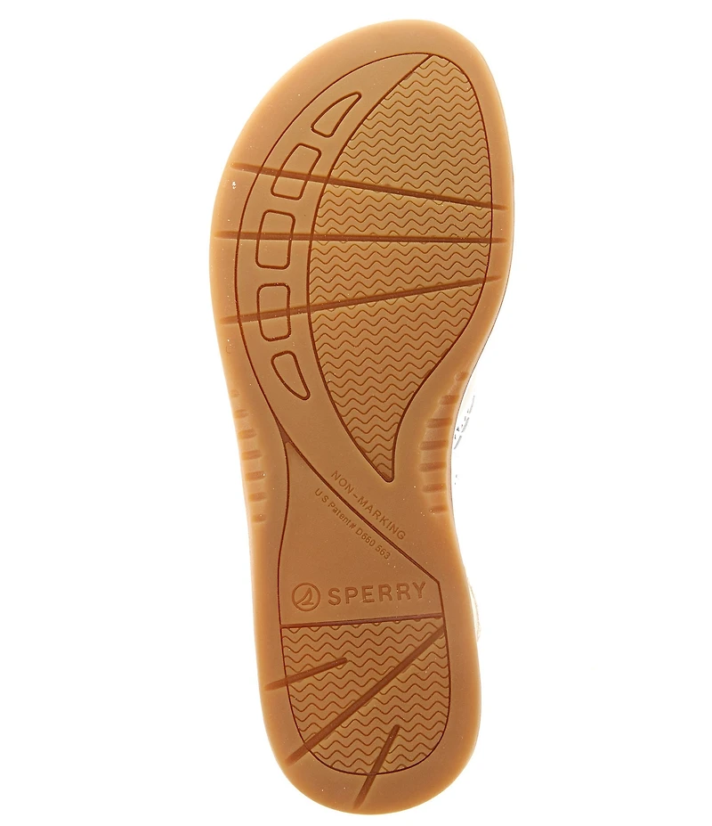 Sperry Women's Seafish 3 Perforated Leather Flip Flops