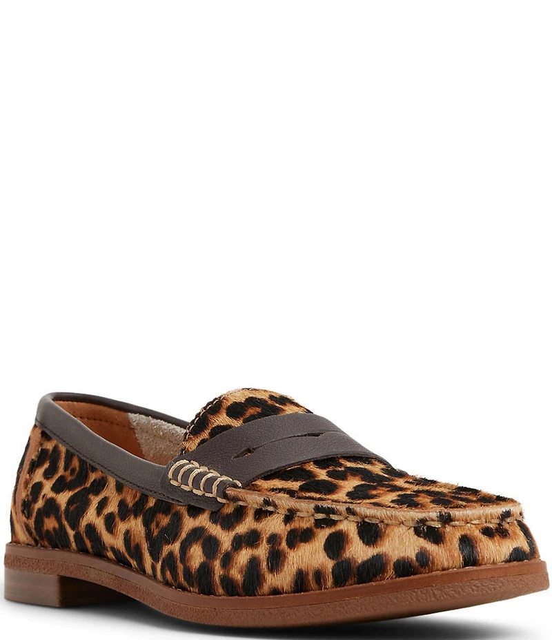 Sperry Women's Seaport Leopard Print Calf Hair Penny Loafers