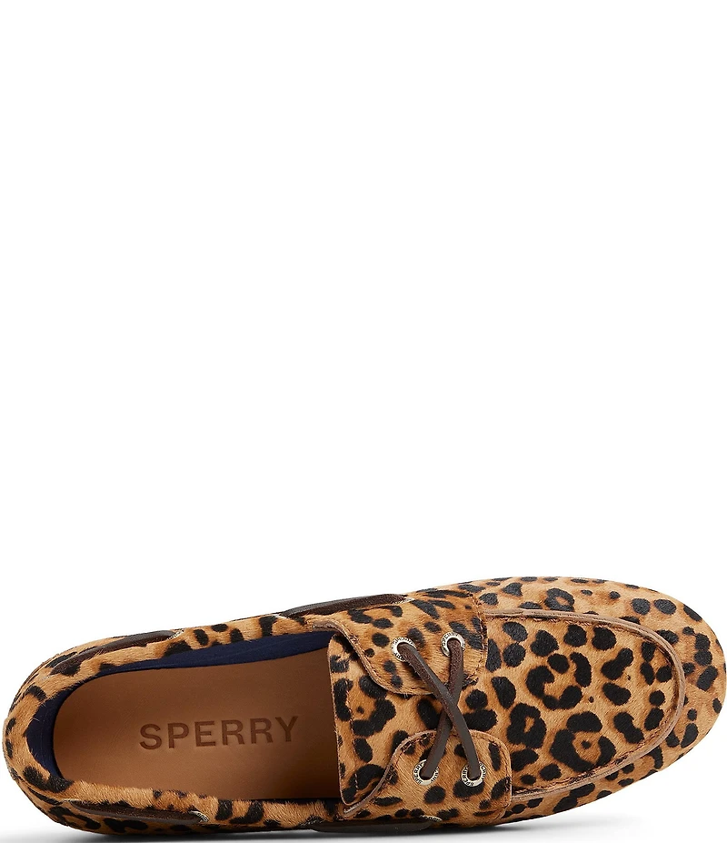 Sperry Women's Slim Boat Leopard Print Calf Hair Boat Shoes