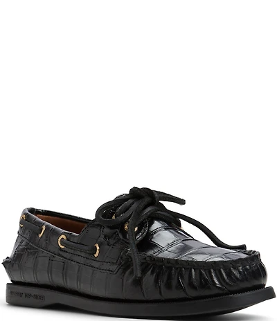 Sperry Women's Top-Sider Authentic Original 2-Eye Crocodile Embossed Leather Boat Shoes