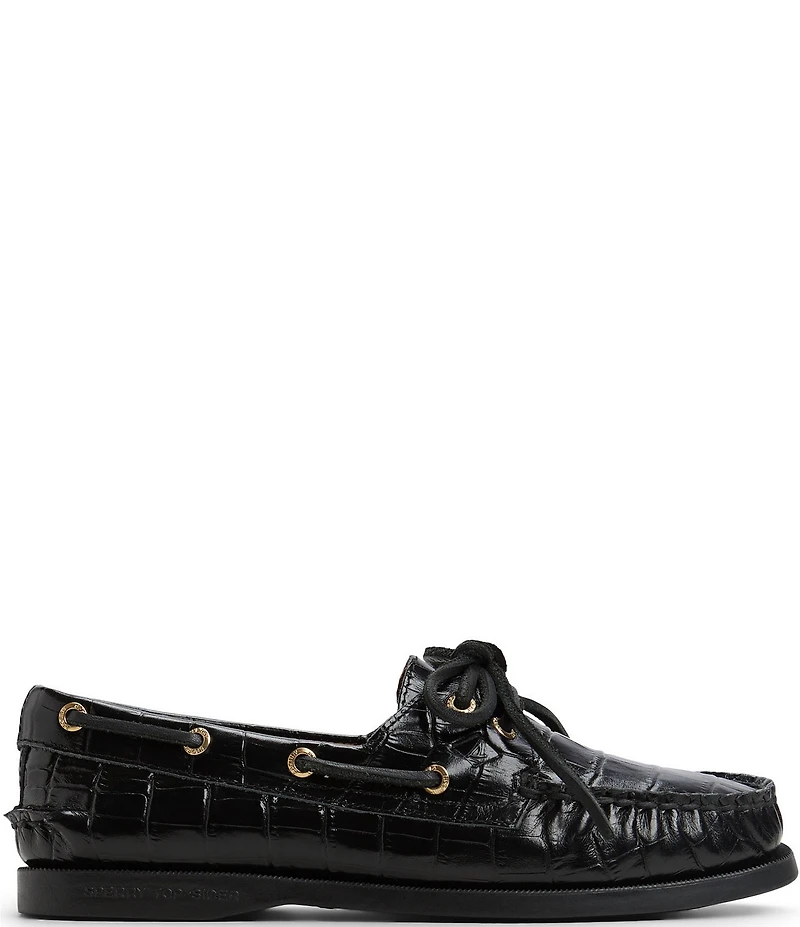 Sperry Women's Top-Sider Authentic Original 2-Eye Crocodile Embossed Leather Boat Shoes