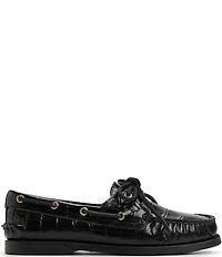 Sperry Women's Top-Sider Authentic Original 2-Eye Crocodile Embossed Leather Boat Shoes