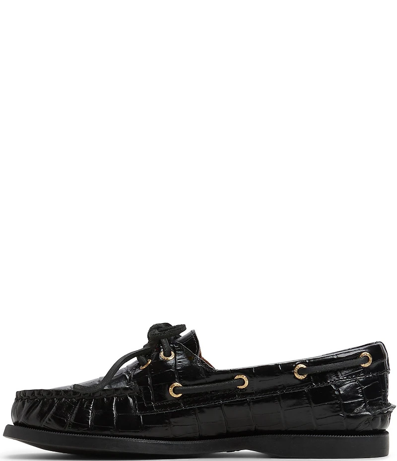 Sperry Women's Top-Sider Authentic Original 2-Eye Crocodile Embossed Leather Boat Shoes
