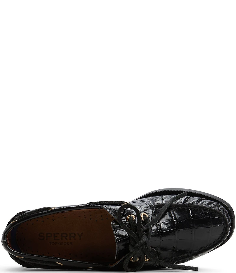 Sperry Women's Top-Sider Authentic Original 2-Eye Crocodile Embossed Leather Boat Shoes