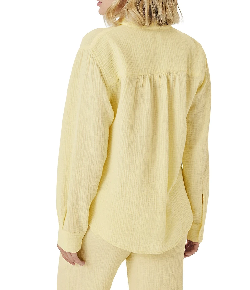 Splendid Adele Point Collar Long Sleeve Button Front Gauze Shirt