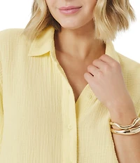 Splendid Adele Point Collar Long Sleeve Button Front Gauze Shirt