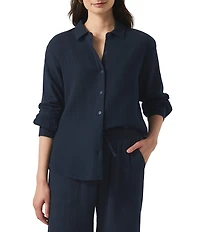 Splendid Adele Point Collar Long Sleeve Button Front Gauze Shirt