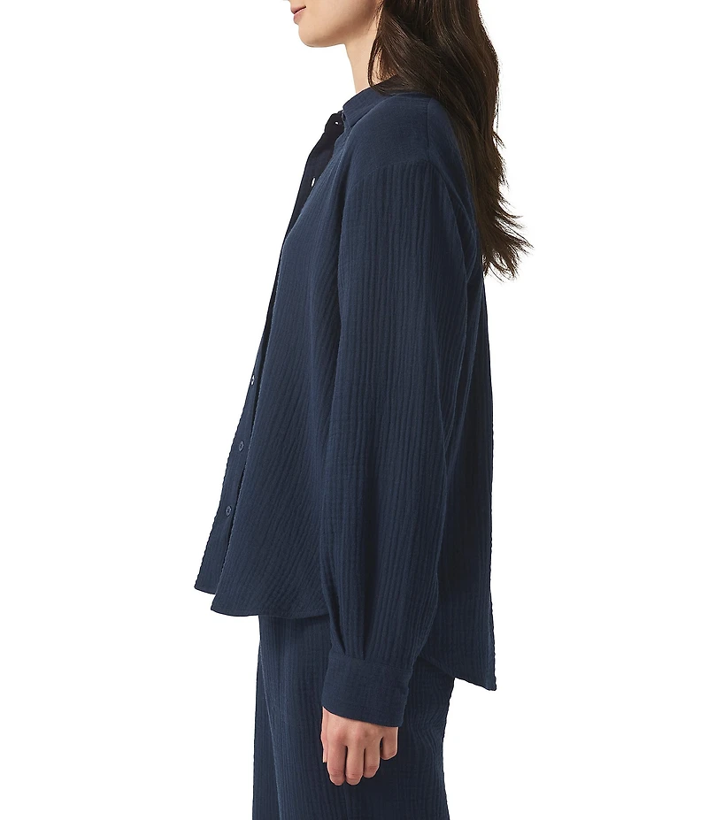 Splendid Adele Point Collar Long Sleeve Button Front Gauze Shirt