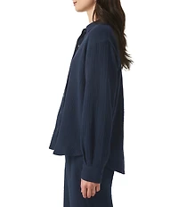 Splendid Adele Point Collar Long Sleeve Button Front Gauze Shirt