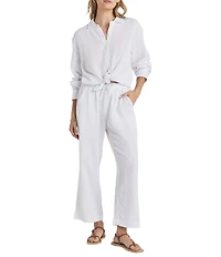 Splendid Adele Point Collar Long Sleeve Button Front Gauze Shirt