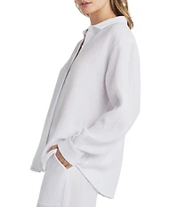 Splendid Adele Point Collar Long Sleeve Button Front Gauze Shirt