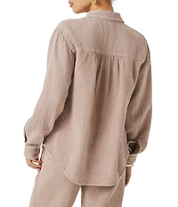 Splendid Adele Point Collar Long Sleeve Button Front Gauze Shirt