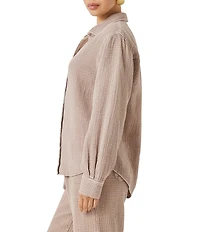 Splendid Adele Point Collar Long Sleeve Button Front Gauze Shirt