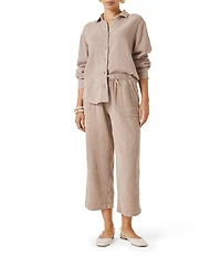 Splendid Adele Point Collar Long Sleeve Button Front Gauze Shirt