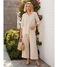Splendid Adele Point Collar Long Sleeve Button Front Gauze Shirt