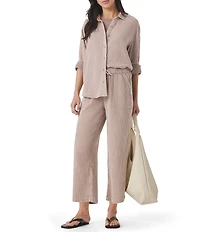 Splendid Adele Drawstring Gauze Cropped Relaxed Wide Leg Pants