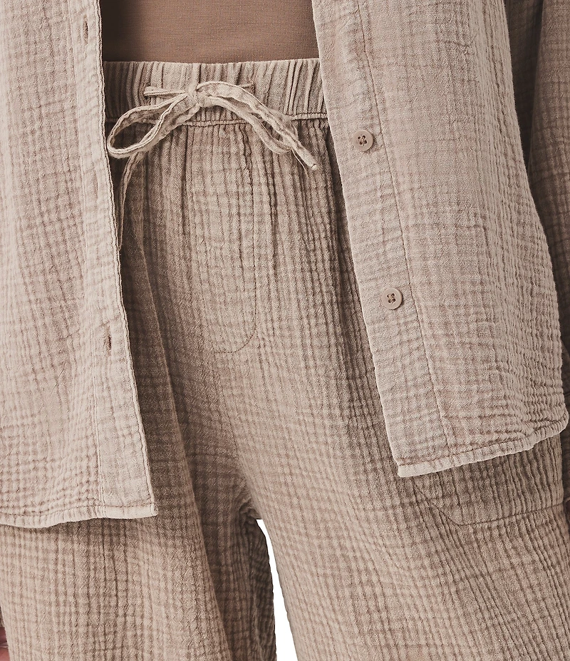 Splendid Adele Drawstring Gauze Cropped Relaxed Wide Leg Pants