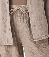 Splendid Adele Drawstring Gauze Cropped Relaxed Wide Leg Pants