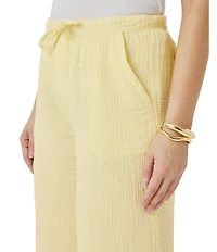 Splendid Adele Drawstring Gauze Cropped Relaxed Wide Leg Pants