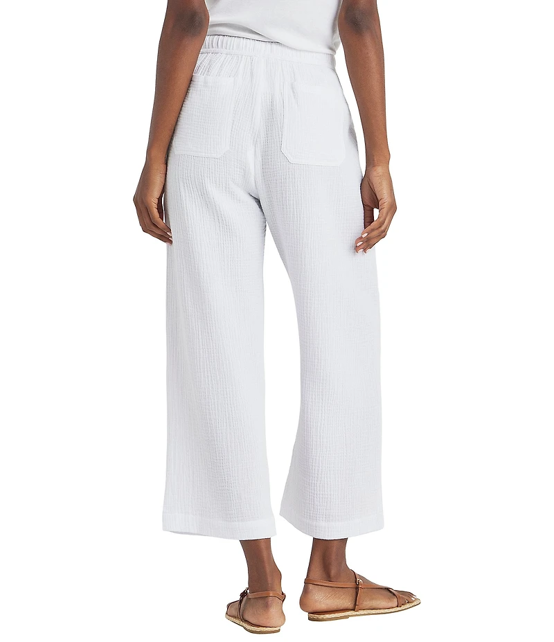 Splendid Adele Drawstring Gauze Cropped Relaxed Wide Leg Pants