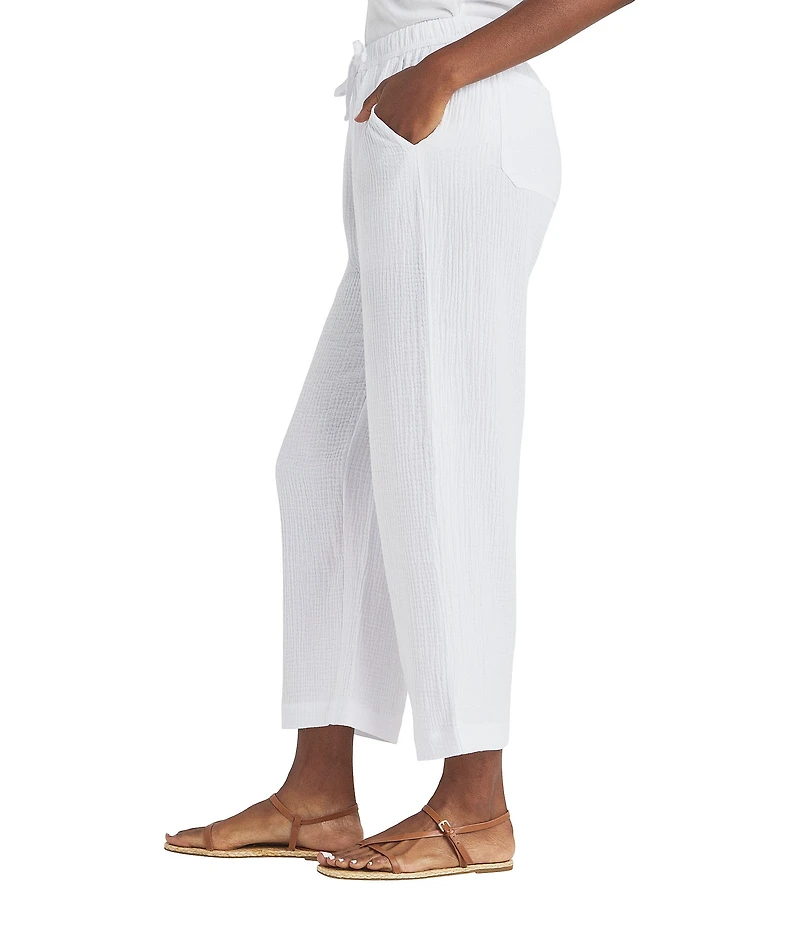 Splendid Adele Drawstring Gauze Cropped Relaxed Wide Leg Pants