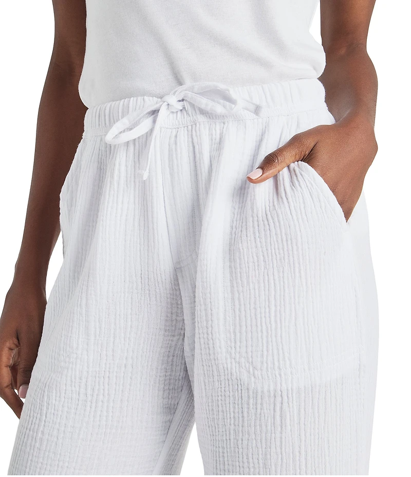 Splendid Adele Drawstring Gauze Cropped Relaxed Wide Leg Pants