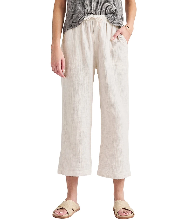 Splendid Adele Drawstring Gauze Cropped Relaxed Wide Leg Pants