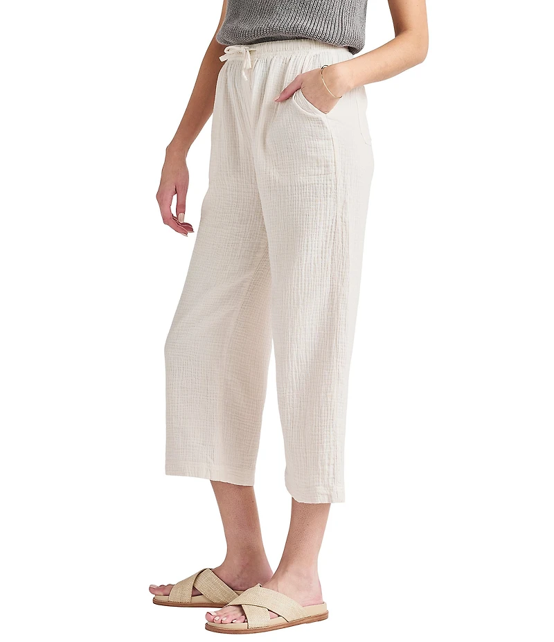 Splendid Adele Drawstring Gauze Cropped Relaxed Wide Leg Pants