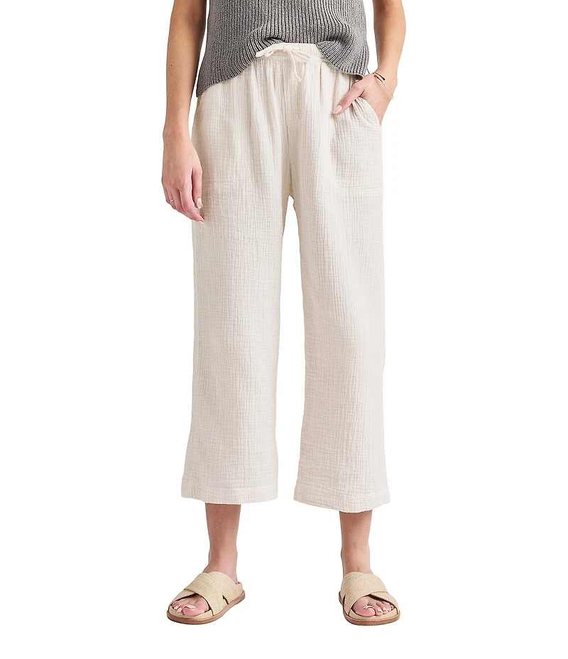 Splendid Adele Drawstring Gauze Cropped Relaxed Wide Leg Pants